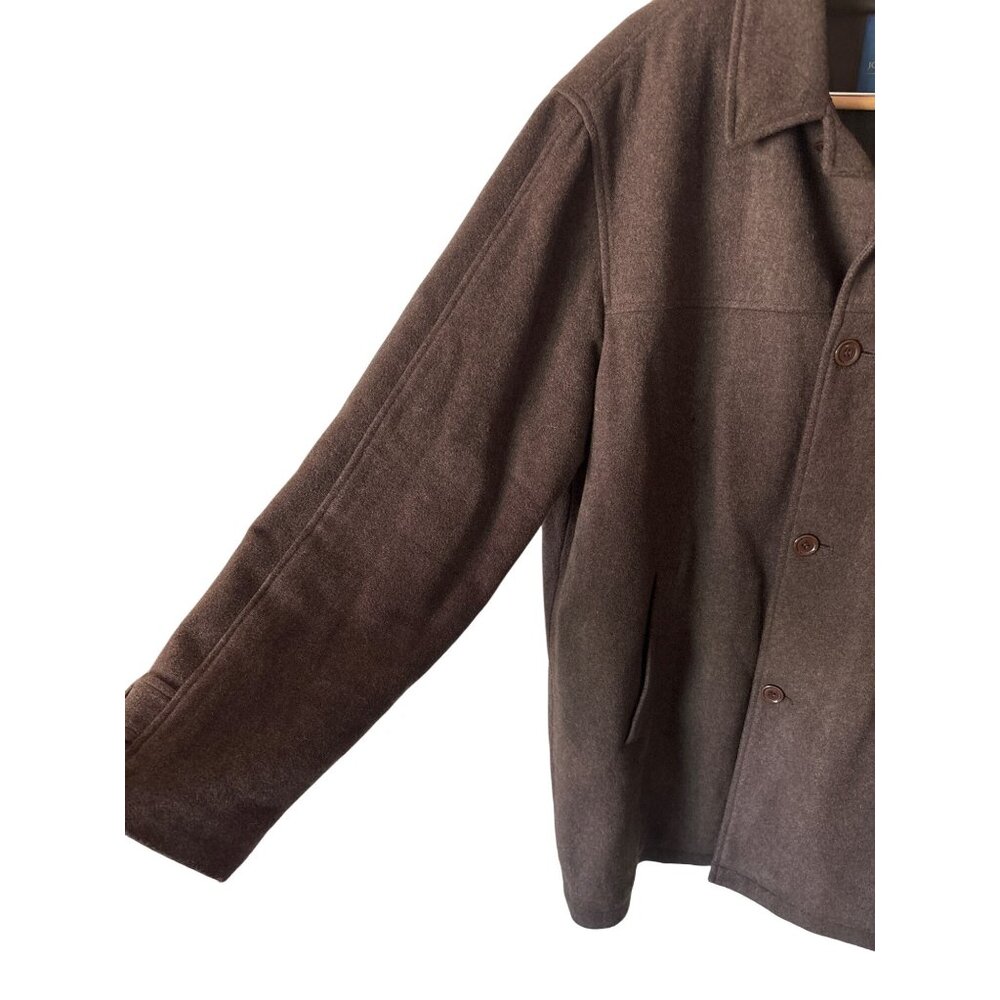 Joseph and Lyman Mens Brown Coat Dress Wool Overcoat Cashmere Blend Size L Heavy - Picture 4 of 11